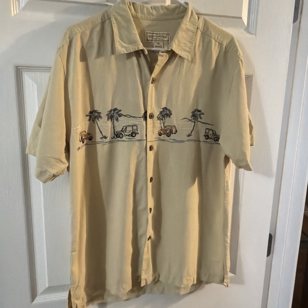BOCA CLASSIC Casual Button Down Shirt Men Yellow Size Medium